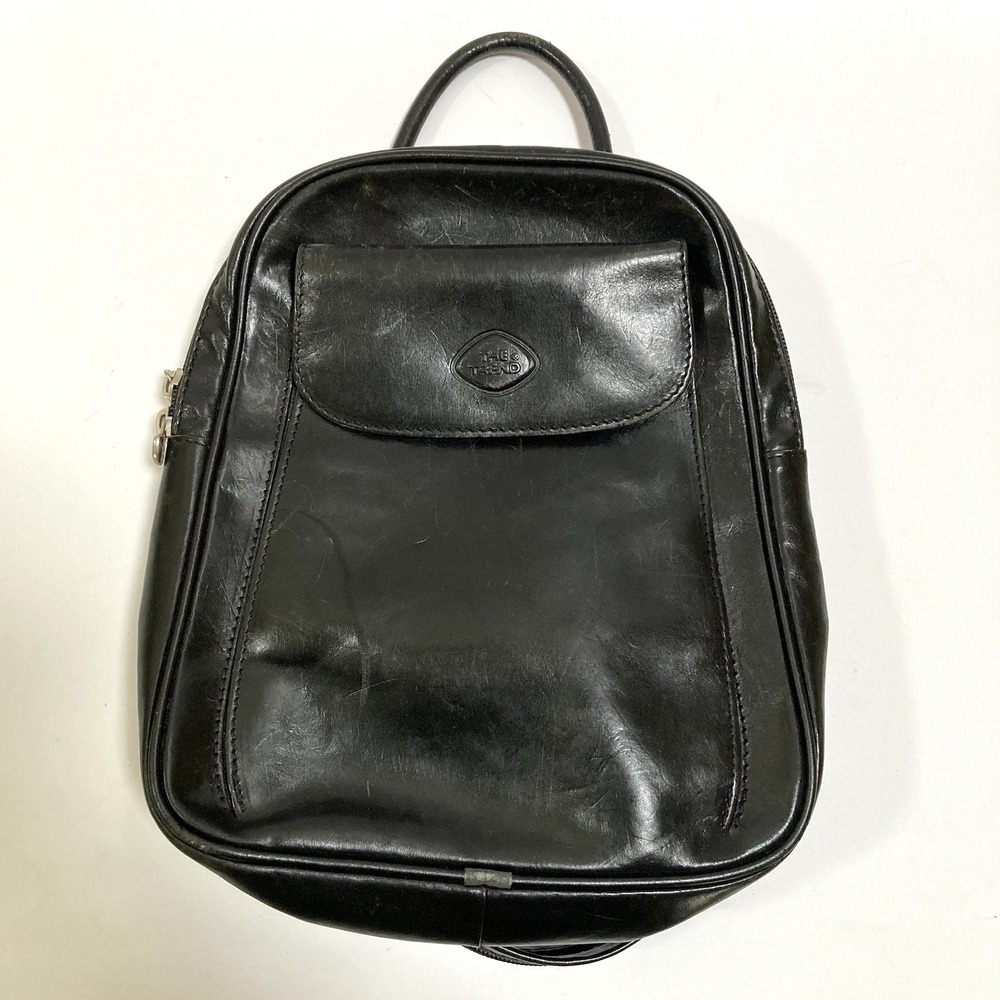 The Trend Small Black Italian Leather Bagpack Handbag 90s Minimalist Preppy Y2K